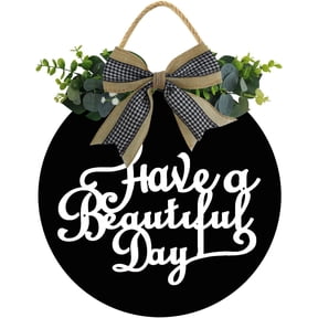 Eveokoki 11" Rustic Hanging Have A Beautiful Day Wooden Signs Family Sign Rustic Wall Decor Indoor and Outdoor Vintage Wooden Decoration Farmhouse Primitive