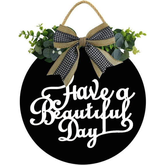 Eveokoki 11" Rustic Hanging Have A Beautiful Day Wooden Signs Family Sign Rustic Wall Decor Indoor and Outdoor Vintage Wooden Decoration Farmhouse Primitive