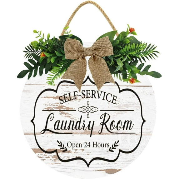 Eveokoki 11" Rustic Laundry Rules Prints Signs Framed ,Laundry Room Sign Rustic Wood Sign Vintage Look Home Bathroom Wash Room Hanging Sign