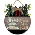 thumbnail image 1 of Eveokoki 11" Rustic Wooden Home Is Where We Park It Signs for Front Porch, Porch Decor Sign, Rustic Wooden Door Hangers Front Door Outdoor Hanging Vertical Sign, 1 of 5