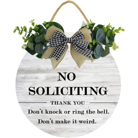 Eveokoki 11" Sign, No Soliciting Thank You Do Not Knock Or Ring The Bell Do Not Make It Weird Door Hanging Plaques with Saying No Soliciting,Funny Wood Signs for Home Front Door Yard