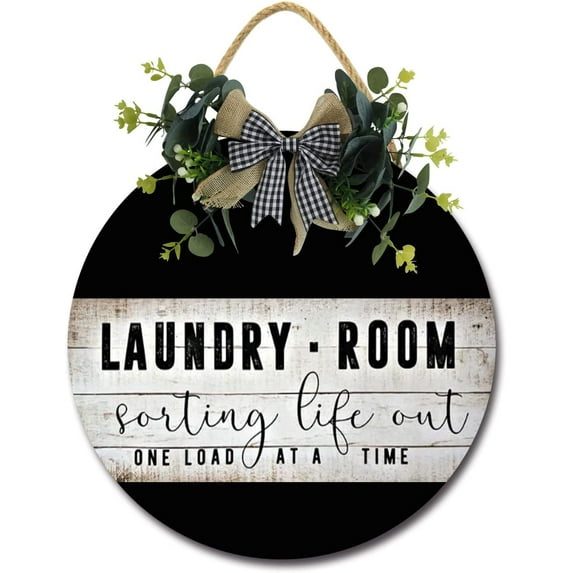 Eveokoki 11" Vintage Laundry Room Decorative Wall Sign Laundry Room Decor Home Family Decorative Sign Inspirational Motto for Laundry Room, Bathroom, and Home