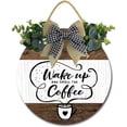 thumbnail image 1 of Eveokoki 11" Wake Up and Smell the Coffee Coffee Bar Sign Rustic Decor Farmhouse Wall Decor Wooden Round Retro Coffee Bar Decor Coffee Lover Coffee Station Decor Home Office Kitchen, 1 of 5