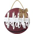 thumbnail image 1 of Eveokoki 11" Welcome Football Front Door Sign Funny Wreaths Hanging Wooden Plaque Decoration Round Rustic Wood Farmhouse Porch Decor for Home Front Door Decor, 1 of 5