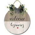 thumbnail image 1 of Eveokoki 11" Wood Plaque Welcome to Our Beginning Sign Rustic Welcome Wedding Sign Welcome to Our Wedding Sign Round Wooden Printable,Wedding Reception Poster, 1 of 4
