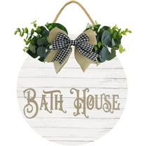 Eveokoki 12" Bath House Sign, Bathroom Decor Farmhouse,Bathroom Wall Decoration Sign, Bathroom Wall Decor,Funny Bathroom Wall Art,Guest Bathroom Decor