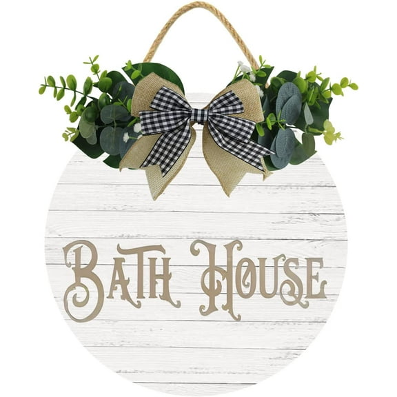 Eveokoki 12" Bath House Sign, Bathroom Decor Farmhouse,Bathroom Wall Decoration Sign, Bathroom Wall Decor,Funny Bathroom Wall Art,Guest Bathroom Decor