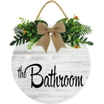 Eveokoki 12" Bathroom Decor Signs Farmhouse Rustic Sign Decorations Wooden Funny Bathroom Accessories Decor Signs for Shelves Both Sides