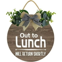 Eveokoki 12" Be Back Sign, Out To Lunch Will Return Shortly Wood Door Sign For Dining Break Room,Food Kitchen,Office Work,Wood Sign,Business Sign