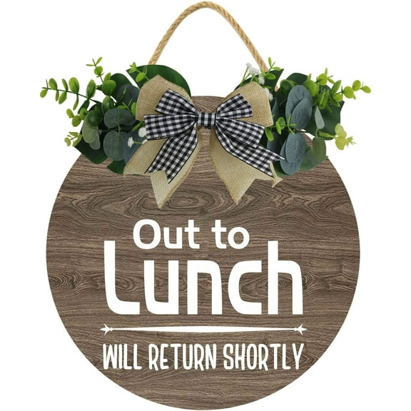 Eveokoki 12" Be Back Sign, Out To Lunch Will Return Shortly Wood Door Sign For Dining Break Room,Food Kitchen,Office Work,Wood Sign,Business Sign