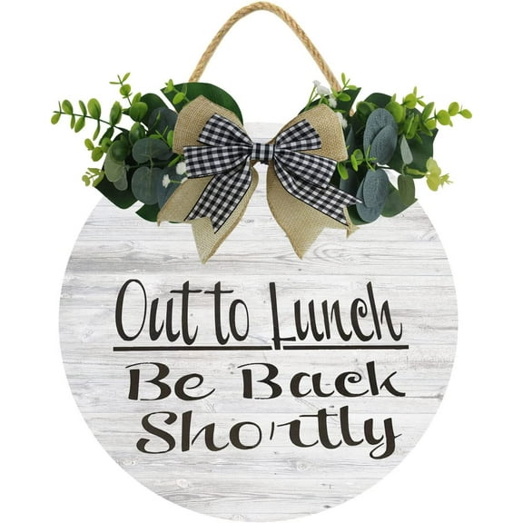 Eveokoki 12" Closed For Lunch Sign, Out To Lunch Be Back Shortly Wood Door Sign For Dining Break Room,Food Kitchen,Office Work,Wood Sign,Business Sign