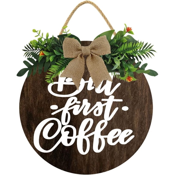 Eveokoki 12" Coffee Bar Wall Signs Decor, But First Coffee Sign, Farmhouse Wood Coffee Signs Coffee Bar Decor for Coffee Station, Coffee Lover Gift