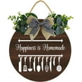 thumbnail image 1 of Eveokoki 12" Door Decor,Happiness Is Homemade Front Door Round Wood Sign Hanging,Porch Decor Sign for Farmhouse,Rustic Wood Wreaths Sign, 1 of 5