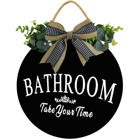 Eveokoki 12" Door Decor Sign,Rustic Hanging Bathroom Take Your Time Wooden Signs Family Sign Rustic Wall Decor Indoor and Outdoor Vintage Wooden Decoration Farmhouse Primitive