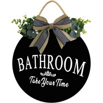 Eveokoki 12" Door Decor Sign,Rustic Hanging Bathroom Take Your Time Wooden Signs Family Sign Rustic Wall Decor Indoor and Outdoor Vintage Wooden Decoration Farmhouse Primitive
