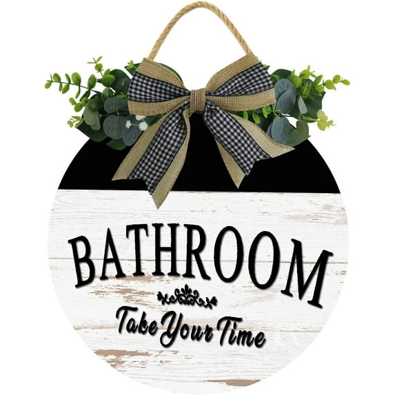 Eveokoki 12" Door Decor Sign,Rustic Hanging Bathroom Take Your Time Wooden Signs Family Sign Rustic Wall Decor Indoor and Outdoor Vintage Wooden Decoration Farmhouse Primitive
