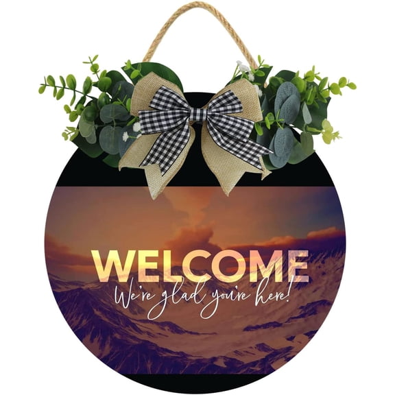 Eveokoki 12" Fall Wreaths for Front Door Outside, Farmhouse Welcome Welcome Sign Porch Decor Handmade Wreath for Front Door and Home Decor Hanging Vertical Sign