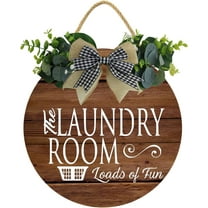 Eveokoki 12" Funny Farmhouse Laundry Room Decor, Laundry Sign Wooden Decorative Wall Sign Laundry Room Decor Home Family Decorative Signs