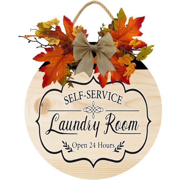 Eveokoki 12" Funny Laundry Room Self Service Open 24 Hours Laundry Room Decor,Laundry Room Signs,Laundry Sign,Laundry Room,Laundry Room Art Home Decor