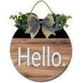 thumbnail image 1 of Eveokoki 12" Hello Tomorow Wreath Hanging Welcome Sign Front Door Signs Wooden Farmhouse Rustic Decor with Vivid Greenery Home Decor for Front Door Fall Winter Housewarming Gifts, 1 of 5