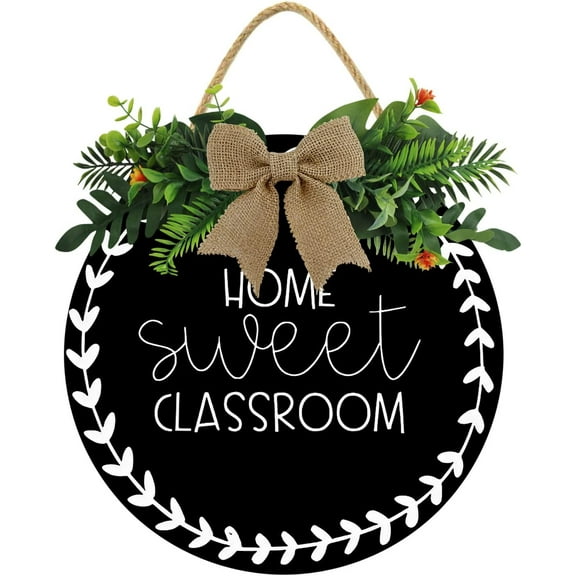Eveokoki 12" Home Sweet Classroom Sign,Teacher Sign,Personalized Sign,Classroom Hanging Sign,School Icons,Gift for Teacher,Art Decor,Decor Wood Door Signs