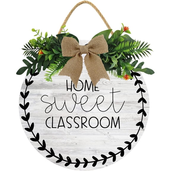 Eveokoki 12" Home Sweet Classroom Sign,Teacher Sign,Personalized Sign,Classroom Hanging Sign,School Icons,Gift for Teacher,Art Decor,Decor Wood Door Signs