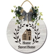 Eveokoki 12 Home Sweet Home Round Wooden Door Hanger,Nursery,Front Door,Door Knob Decor,Living Room Sign, Wall Decor, Hanging Wood Sign, Bedroom Decor, Romantic Decor Sign