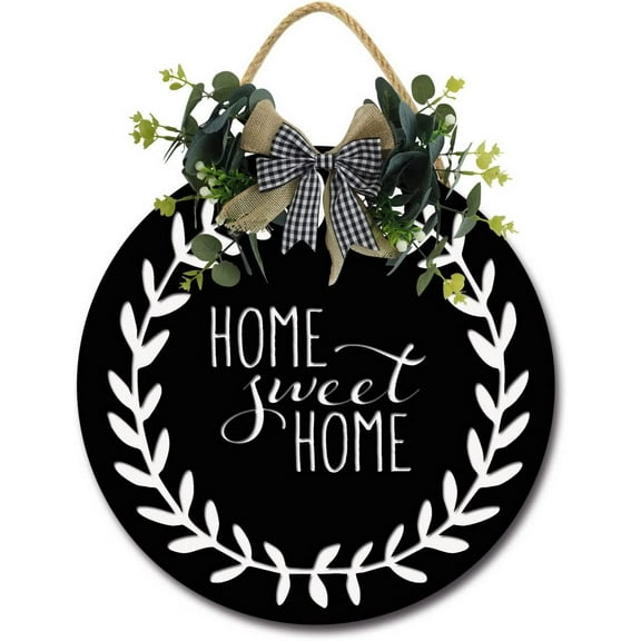 Eveokoki 12" Home Sweet Home Leaves Sign Farmhouse Door Signs for Wreaths Porch,Outdoor Signs For Porch, Wreaths For Front Porch Door Home Office Wall Decorationsin