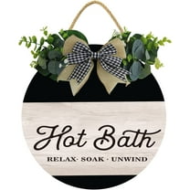 Eveokoki 12" Hot Bath Relax Soak Unwind Sign, Bath Sign,Bathroom Wall Decoration Sign, Bathroom Wall Decor,Funny Bathroom Wall Art,Guest Bathroom Decor