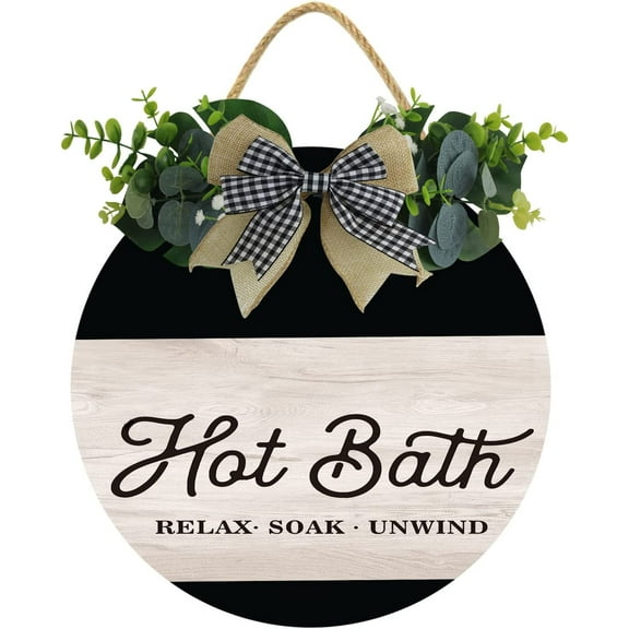 Eveokoki 12" Hot Bath Relax Soak Unwind Sign, Bath Sign,Bathroom Wall Decoration Sign, Bathroom Wall Decor,Funny Bathroom Wall Art,Guest Bathroom Decor