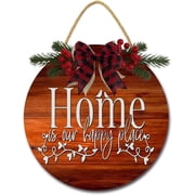 Eveokoki 12" Its Good To Be Home Wreaths Decor Sign Front Door, Home Decor Front Round Wood Hanging Sign with Ribbon Bow and Artificial Leaves