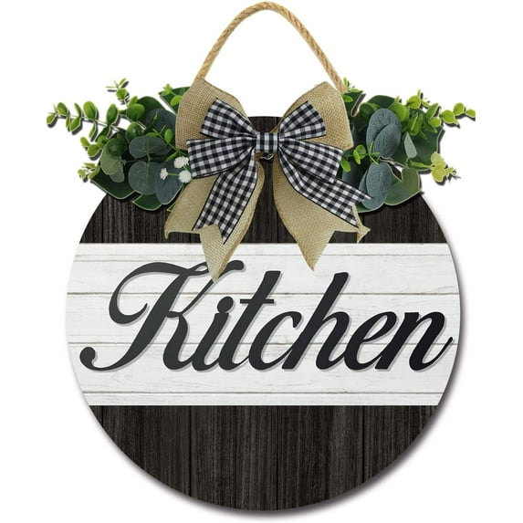 Eveokoki 12" Kitchen Decor Farmhouse Kitchen Wall Decor Wooden Round Rustic Kitchen Sign Hanging Wall Art for Home Decor Dining room Decration