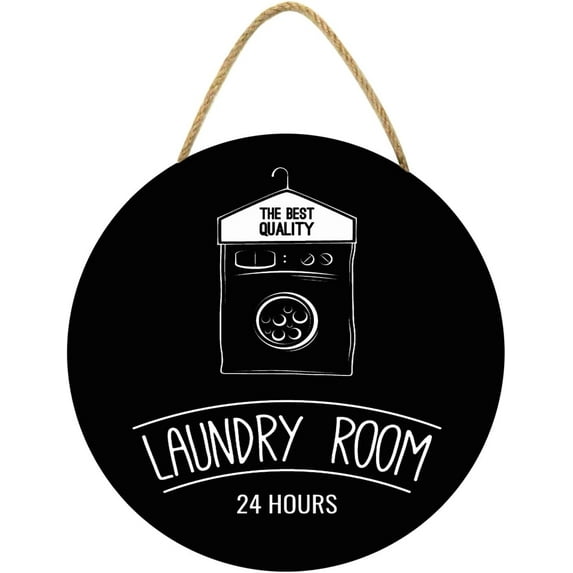 Eveokoki 12" Laundry Room 24hours,Laundry Room Decor Laundry Room Wooden Sign Funny Sign Wall Plaque Rustic Farmhouse Laundry Wall Decor Vintage Bathroom