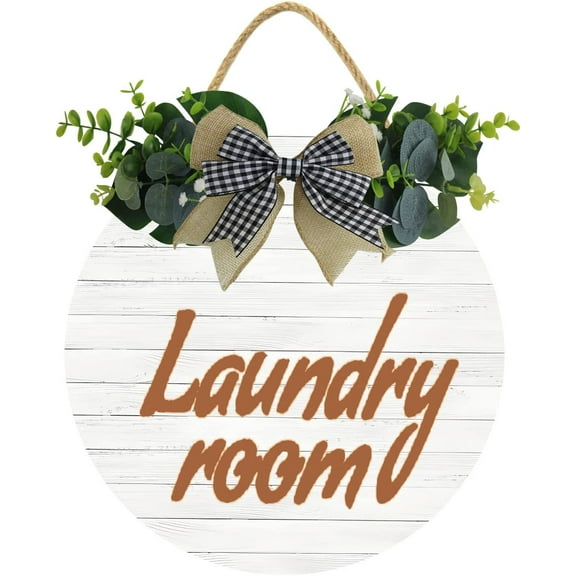 Eveokoki 12" Laundry Room Door Sign Hanging Laundry Sign,Laundry Signs Decor Farmhouse Laundry Room Plaques Round Laundry Signs for Laundry Room Decor Home Wash House Wall Decoration