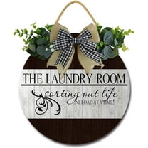 Eveokoki 12" The Laundry Room Soiting Out Life Sign Rustic Wooden Plaque Wreaths for Wall Door Funny Decor Vintage Hanging Sign for Laundry Room Wash House Farmhouse