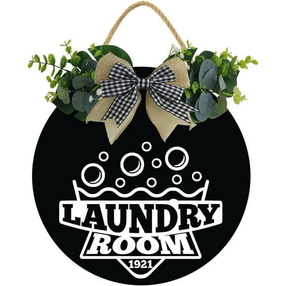 Eveokoki 12" Laundry Room Wall Decor Wooden Sign Self Service Wash Dry Fold Repeat Wood Wall Hanging Signs,Wash Room Wall Plaque Artes