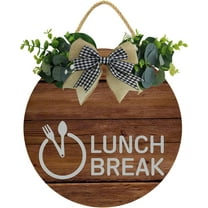 Eveokoki 12" Lunch Sign, Lunch Break Wood Door Sign For Dining Break Room,Food Kitchen,Office Work,Wood Sign,Business Sign