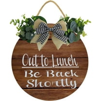 Eveokoki 12" Out To Lunch Signs For Office Desk, Out To Lunch Be Back Shortly Wood Door Sign For Dining Break Room,Food Kitchen,Office Work,Wood Sign,Business Sign