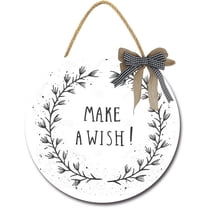 Eveokoki 12" Make A Wish Sign Farmhouse Door Signs for Wreaths Porch,Outdoor Signs For Porch, Wreaths For Front Porch Door Home Office Wall Decorationsin