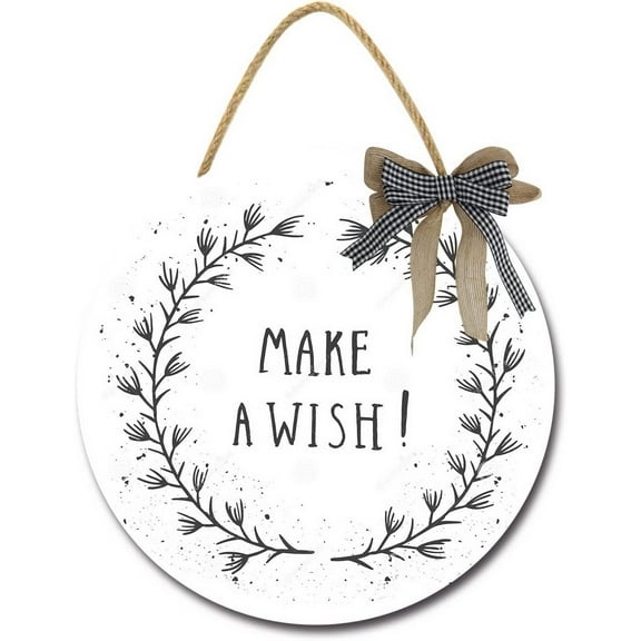 Eveokoki 12" Make A Wish Sign Farmhouse Door Signs for Wreaths Porch,Outdoor Signs For Porch, Wreaths For Front Porch Door Home Office Wall Decorationsin