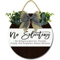 thumbnail image 1 of Eveokoki 12" No Soliciting Sign for Home Round Rustic Wreaths Wooden Plaque, Vintage Wall Art Decor For Door Yard Store Office Bedroom Farmhouse, 1 of 5