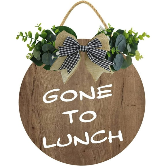 Eveokoki 12" Out To Lunch Signs For Office Desk, Gone To Lunch Wood Door Sign For Dining Break Room,Food Kitchen,Office Work,Wood Sign,Business Sign