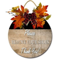 Eveokoki 12" Please Remove Your Shoes Sign Wooden Shoes Off Sign Decorative Take Off Shoes Sign No Shoes Wall Polite Sign Hanging for Front Door Home - Welcome Hanging