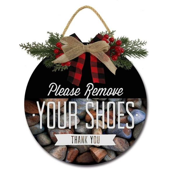 Eveokoki 12" Please Remove Your Shoes Thank You Sign, Remove Your Shoes Wood Sign, Wall Hanging, No Shoes Sign,Wood Sign, Please Remove Your Shoes Sign, Welcome to Our Home Signch