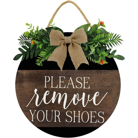 Eveokoki 12" Please Take Your Shoes Off Sign for House - Please Take Off Shoes Farmhouse Wall Decor, Please Take Shoes Off Sign, No Shoes in the House Sign, Please No Shoes Sign