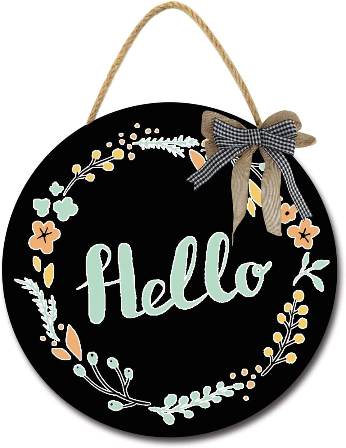Eveokoki 12" Rustic Sign Hello 02 Sign Door Decor Wooden Front Door