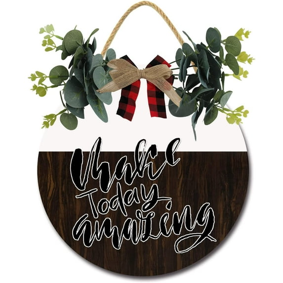 Eveokoki 12" Rustic Sign Your Dream Achievable Sign Door Decor Wooden Front Door Hanger Wall Art Door Hanging Fall Winter Farmhouse Indoor Outdoor Home Porch Yard Decor