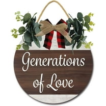 Eveokoki 12" Rustic Wooden Generations Of Love Signs for Front Porch, Porch Decor Sign, Rustic Wooden Door Hangers Front Door Outdoor Hanging Vertical Sign