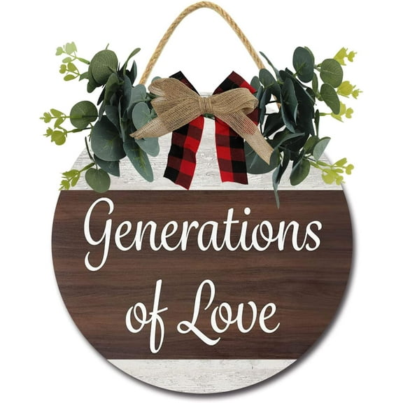 Eveokoki 12" Rustic Wooden Generations Of Love Signs for Front Porch, Porch Decor Sign, Rustic Wooden Door Hangers Front Door Outdoor Hanging Vertical Sign