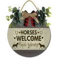 thumbnail image 1 of Eveokoki 12" Rustic Wooden Horse Welcome Signs for Front Porch, Porch Decor Sign, Rustic Wooden Door Hangers Front Door Outdoor Hanging Vertical Sign1inch, 1 of 5